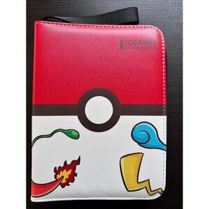 Pokemon card binder for Pokémon cards, 50 sleeves, 9.5x7" red/white cover